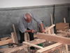 Local carpenter making desks and benches